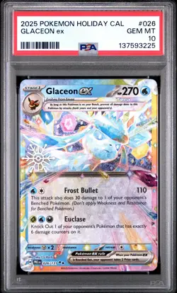 2025 POKEMON HOLIDAY CALENDAR #026 GLACEON EX PSA 10 - Image 1