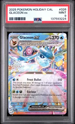 2025 POKEMON HOLIDAY CALENDAR #026 GLACEON EX PSA 9 - Image 1
