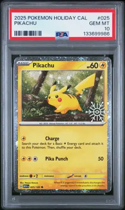 2025 POKEMON HOLIDAY CALENDAR #025 PIKACHU PSA 10 - Image 1