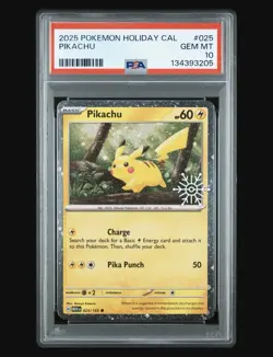 2025 POKEMON HOLIDAY CALENDAR #025 PIKACHU PSA 10. **POP 14** - Image 1