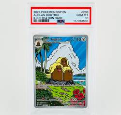 2024 Pokemon SSP EN-Surging Sparks Alolan Dugtrio #208 Illustration Rare PSA 10 - Image 1