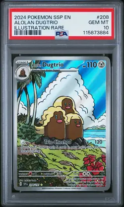2024 POKEMON SSP EN-SURGING SPARKS ILLUSTRATION RARE #208 ALOLAN DUGTRIO PSA 10 - Image 1