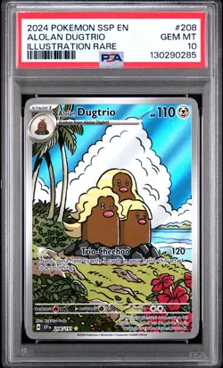 2024 POKEMON SSP EN-SURGING SPARKS ILLUSTRATION RARE #208 ALOLAN DUGTRIO PSA 10 - Image 1