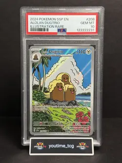 2024 Pokemon Ssp En-Surging Sparks Illustration Rare Alolan Dugtrio #208 PSA 10 - Image 1