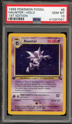 Pokemon Haunter Fossil 1st Edition Holo Rare #6 PSA 10 Gem Mint - Image 1