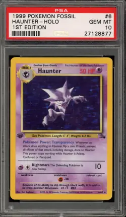 Pokemon Haunter Fossil 1st Edition Holo Rare #6 PSA 10 Gem Mint - Image 1