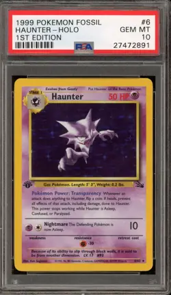 Pokemon Haunter Fossil 1st Edition Holo Rare #6 PSA 10 Gem Mint - Image 1
