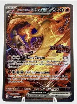 Pokemon TCG Team Rockets Moltres EX Destined Rivals Card 229/182 SIR Stamped - Image 1