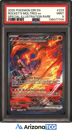 Pokemon 2025 Team Rocket's Moltres ex 229/182 SIR Destined Rivals PSA 9 - Image 1