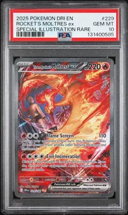 Team Rocket’s Moltres Ex PSA 10 SIR Destined Rivals 229/182 DRI EN 2025 - Image 1