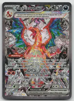 Pokemon TCG Sv03: Obsidian Flames Charizard EX Holo Card 223/197 NM - Image 1