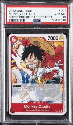 2022 ONE PIECE PROMOS SUPER PRE-RELEASE-PARTICIPATION MONKEY D. LUFFY PSA 10 - Image 1