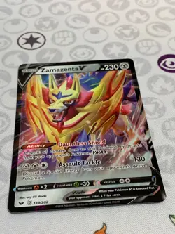 C1396 POKEMON TCG ZAMAZENTA V NM HOLO CARD #139 SWORD SHIELD RARE - Image 2