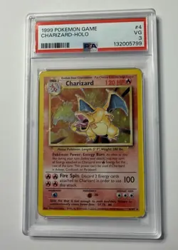 1999 Holo Rare Charizard 4/102 Base Set Pokemon TCG Card PSA 3 - Image 1