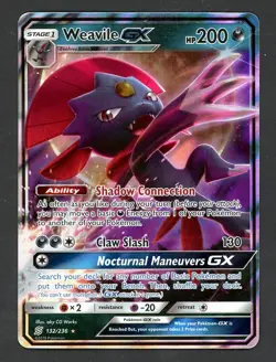 Weavile GX - 132/236 - Pokemon Unified Minds Sun & Moon Ultra Rare Card NM - Image 1