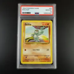PSA 10 Machop 52/102 Base Set 1999 Non Holo Graded Pokemon Card - Image 1