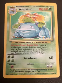 Pokemon TCG Venusaur Base Set Holo Unlimited Rare Card 15/102 LP - Image 1