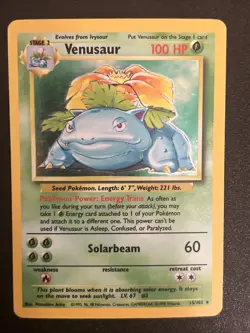 Pokemon TCG Venusaur Base Set Holo Unlimited Rare Card 15/102 LP - Image 2