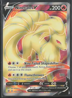 Ninetales V (Full Art) Ultra Rare SWSH02: Rebel Clash 177/192 NM Pokemon Card - Image 1