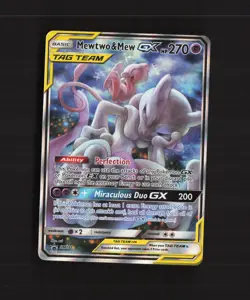 Mewtwo & Mew GX SM191 Sun & Moon Full Art Black Star Promo Holo Pokemon Card NM - Image 1
