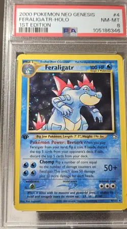 2000 Pokemon 1st Edition American Neo Genesis FERALIGATR- HOLO Card # 4 PSA-8 - Image 1