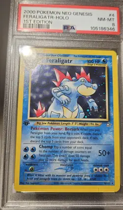 2000 Pokemon 1st Edition American Neo Genesis FERALIGATR- HOLO Card # 4 PSA-8 - Image 2