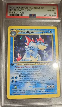 2000 Pokemon 1st Edition American Neo Genesis FERALIGATR- HOLO Card # 4 PSA-8 - Image 3