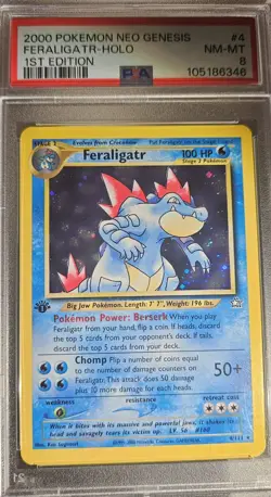 2000 Pokemon 1st Edition American Neo Genesis FERALIGATR- HOLO Card # 4 PSA-8 - Image 4