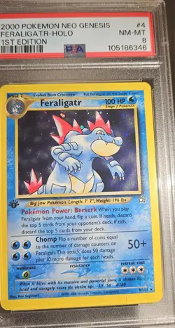 2000 Pokemon 1st Edition American Neo Genesis FERALIGATR- HOLO Card # 4 PSA-8 - Image 5