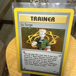 Pokemon TCG Lt. Surge Gym Heroes Trainer Holo Rare Card 17/132 - Image 1