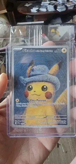 Pokemon Pikachu with Grey Felt Hat SVP 085 Van Gogh Promo Card - Sealed - Image 1