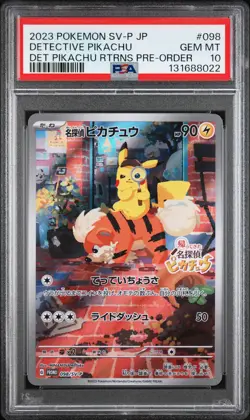 2023 POKEMON JPN SV-P PROMO #098 DETECTIVE PIKACHU PSA 10 - Image 1