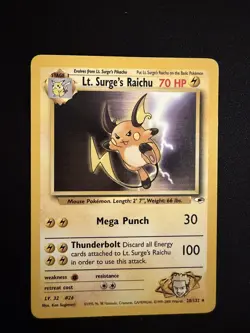 Pokemon TCG Lt. Surge's Raichu Gym Heroes 28/132 - LP - Image 1