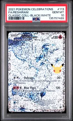 2021 POKEMON CELEBRATIONS CLASSIC COLL #113 FULL ART/RESHIRAM PSA 10 - Image 1