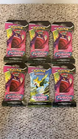 Pokemon TCG: Sword & Shield Fusion Strike Sleeved Booster Pack - LOT OF 6 PACKS - Image 1
