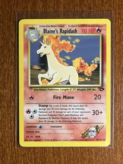 [LP+] 2000 Pokemon Gym Challenge Blaine's Rapidash Unlimited #33/132 - Image 1