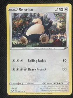 Pokemon TCG Snorlax 140/202 Rare NM Non Holo Sword & Shield - Image 1