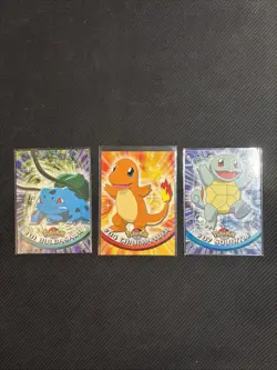 Topps Pokemon Tv Animation Edition Bulbasaur #1 Charmander #4 Squirtle #7 LOT - Image 1