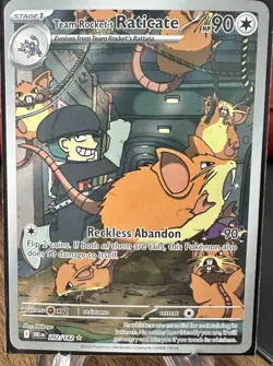Pokemon Team Rockets Raticate Illustration Rare - 202/182 Destined Rivals NM - Image 1