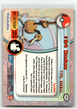 Pokemon Doduo 1999 TV Animation Edition Topps #84 Holofoil - Image 2