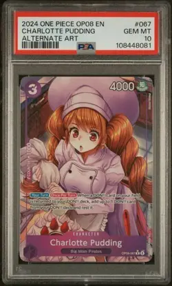 One Piece - Charlotte Pudding - Rare Alternate Art - OP08-067 - PSA 10 - Image 1