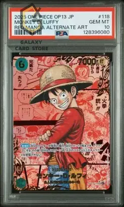 PSA 10 ONE PIECE RED MANGA LUFFY COMIC SUPER PARALLEL OP13-118 JAPANESE 2025 - Image 2