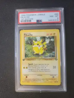1999 Pokemon Jungle 60 Pikachu 1st Edition PSA 8 WoTC - Image 1