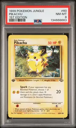 1999 POKEMON JUNGLE 1ST EDITION #60 PIKACHU PSA 8 - Image 1