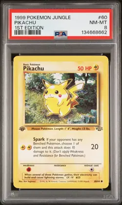 1999 POKEMON JUNGLE 1ST EDITION #60 PIKACHU PSA 8 - Image 1