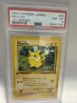 Pikachu 60/64 - 1st Edition Pokemon Jungle PSA 8 Mint 1999 - Image 3