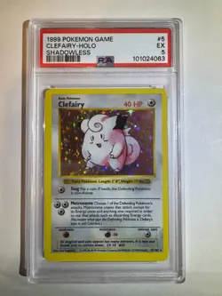 Clefairy 005/102 Base Set (Shadowless) Holo Rare (1999) Pokemon TCG PSA 5 EX - Image 1