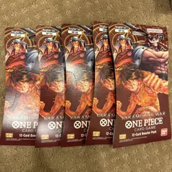 One Piece TCG OP-02 Paramount War Sleeved Booster Packs Sealed English LOT of 5 - Image 1