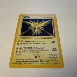Pokemon TCG Zapdos Holo Rare Card Base Set 16/102, 1999 - Image 1