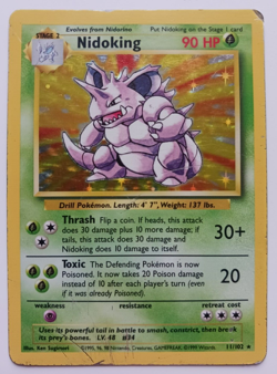 Nidoking Pokemon Card Holo WOTC 11/102 Base Set Rare Vintage 1999 Original MP - Image 1